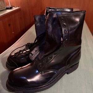NEW Vintage Mens Lehigh Black Leather Steel Toe Combat Boots  Size 9 C